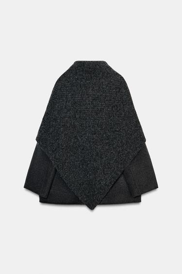 WOOL BLEND BLAZER WITH SCARF ZW COLLECTION - Dark grey by Zara - Image 7