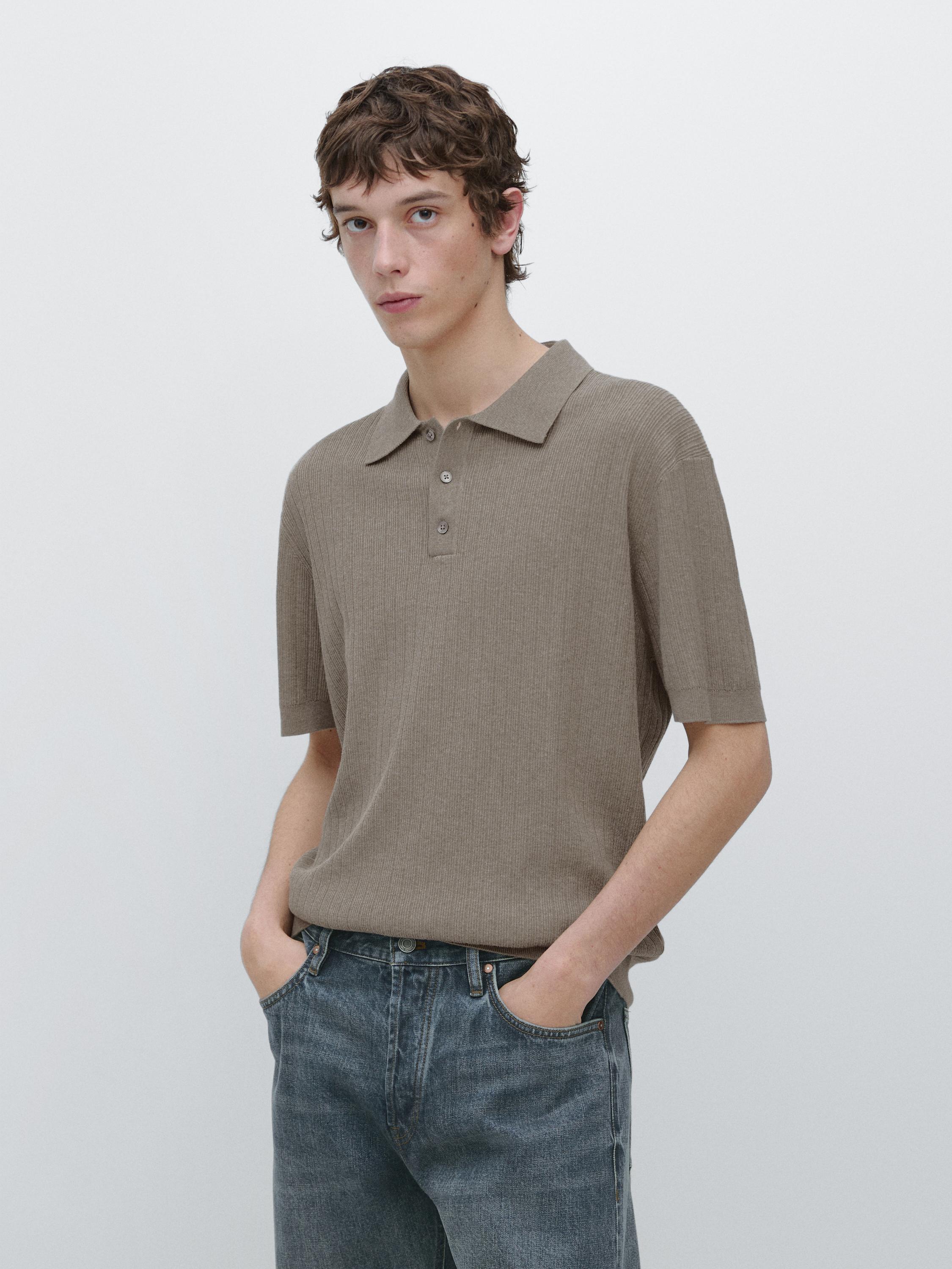 Polo en maille côtelée coton