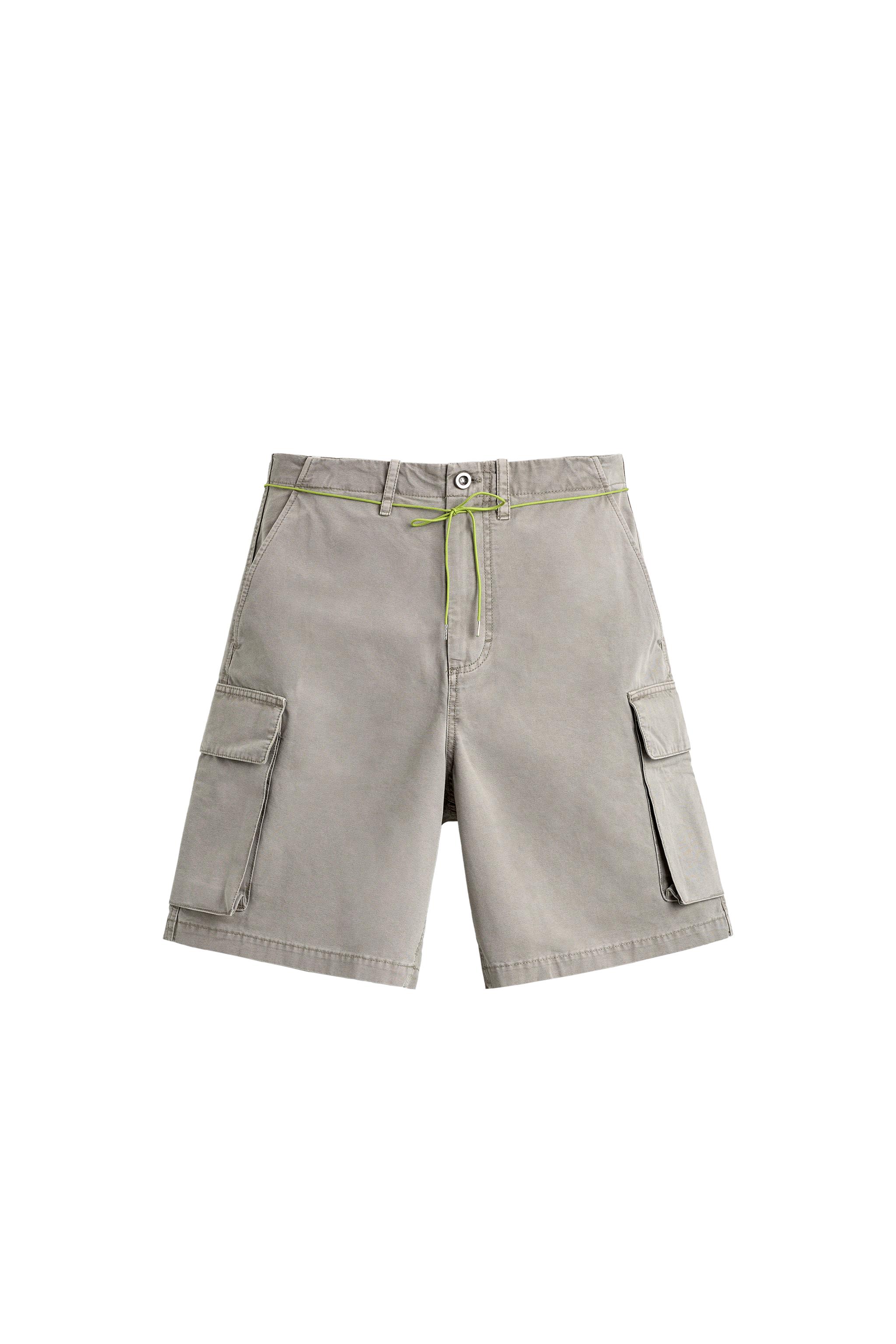 RELAXED FIT DRAWSTRING CARGO SHORTS - stone | ZARA United States