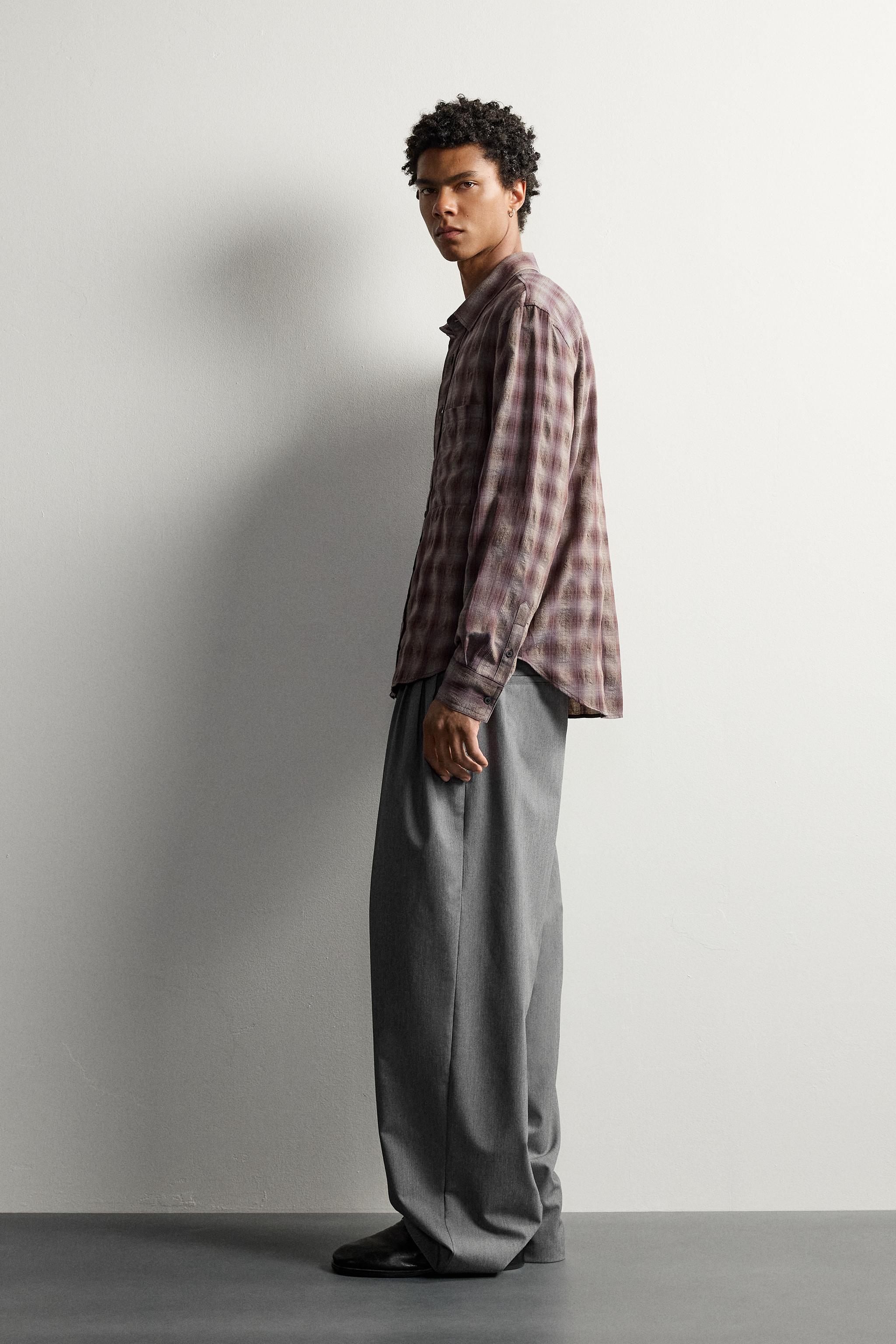 Мужские рубашки Zara CHECKED POCKET SHIRT — фото 4