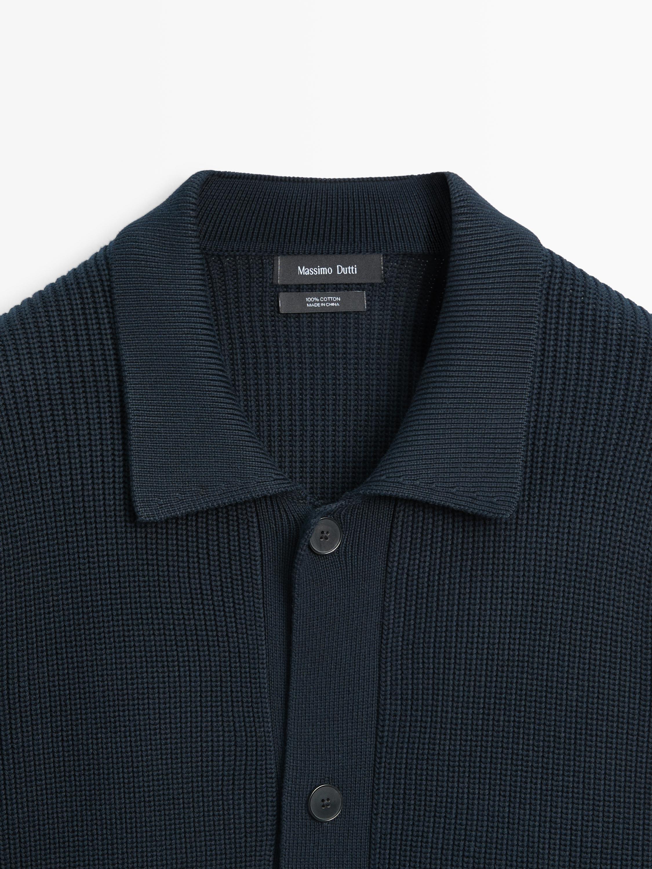 Cotton knit cardigan with pockets