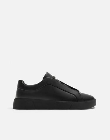Zara LEATHER SNEAKERS - Black