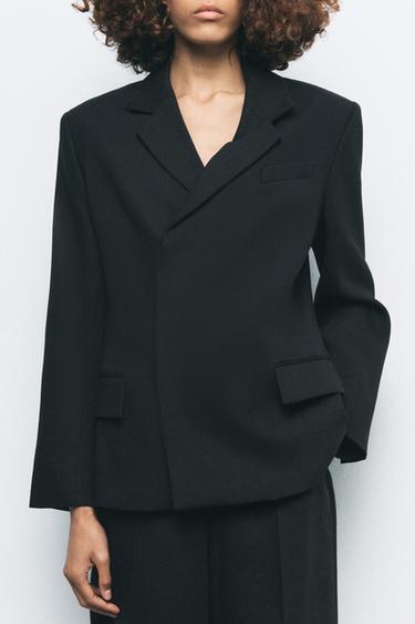 DOUBLE-BREASTED LINEN BLEND BLAZER ZW COLLECTION - Black by Zara - Image 2