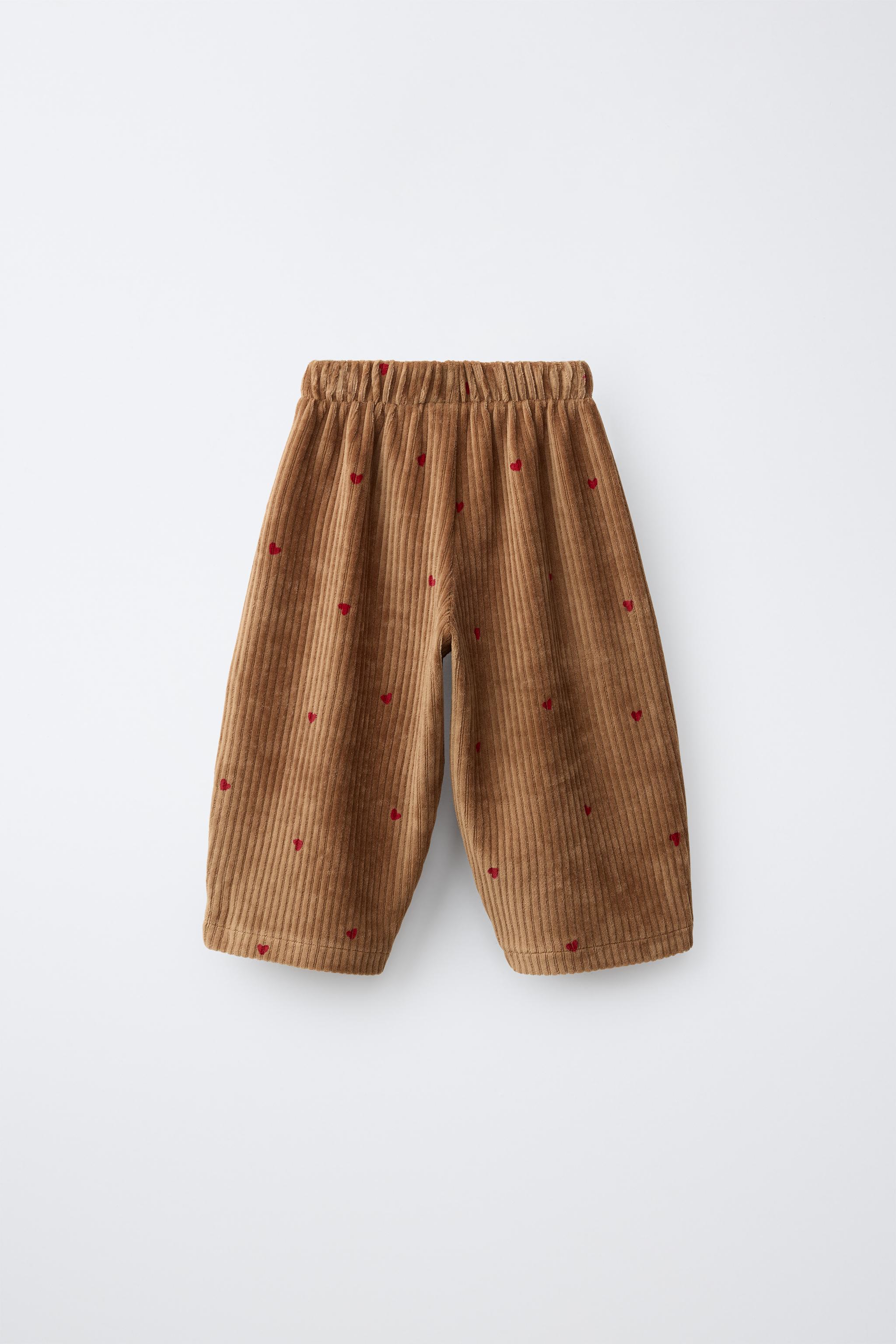 EMBROIDERED HEART CORDUROY BALLOON PANTS