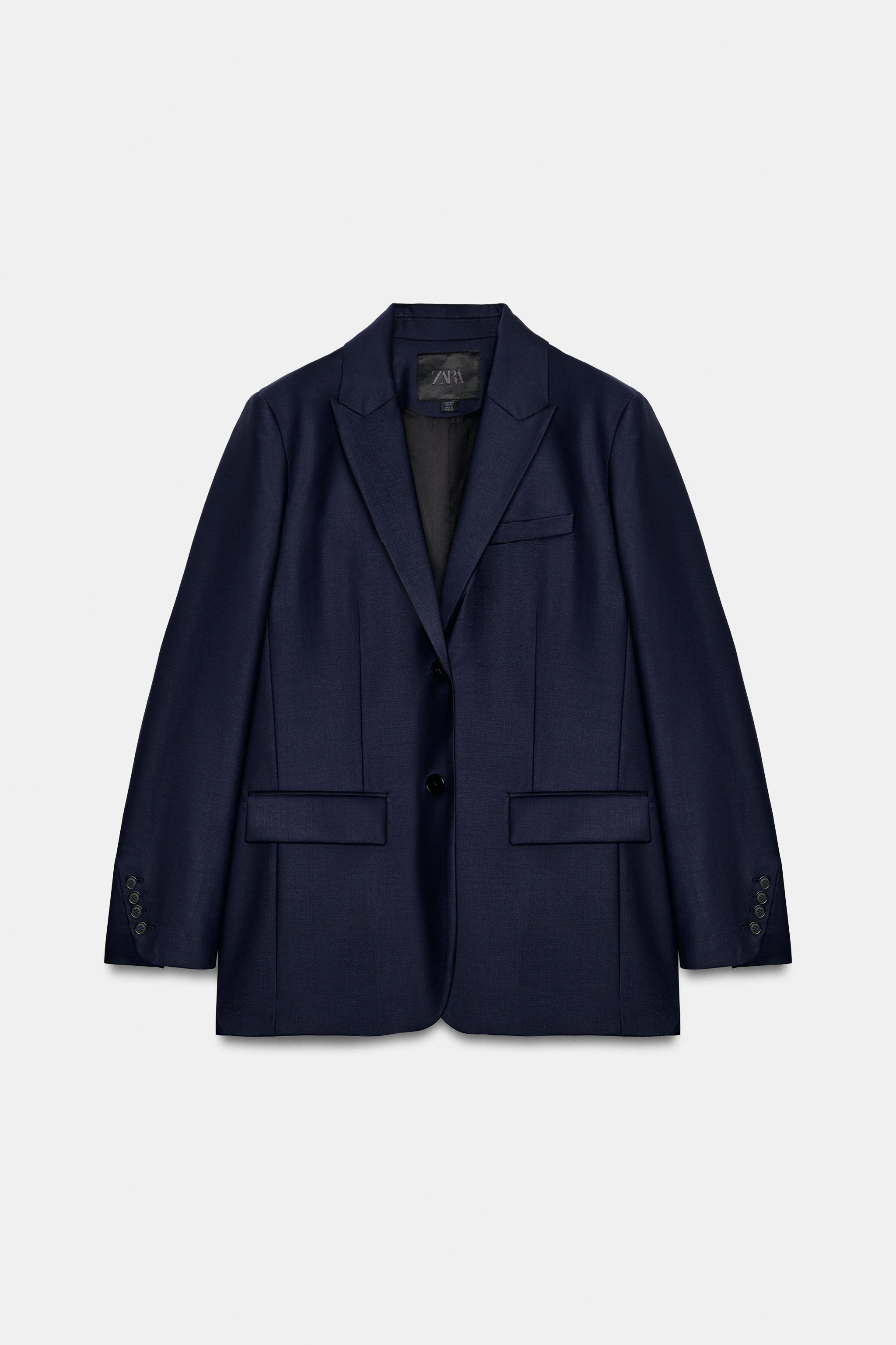 ZW COLLECTION WOOL-BLEND STRAIGHT-FIT BLAZER