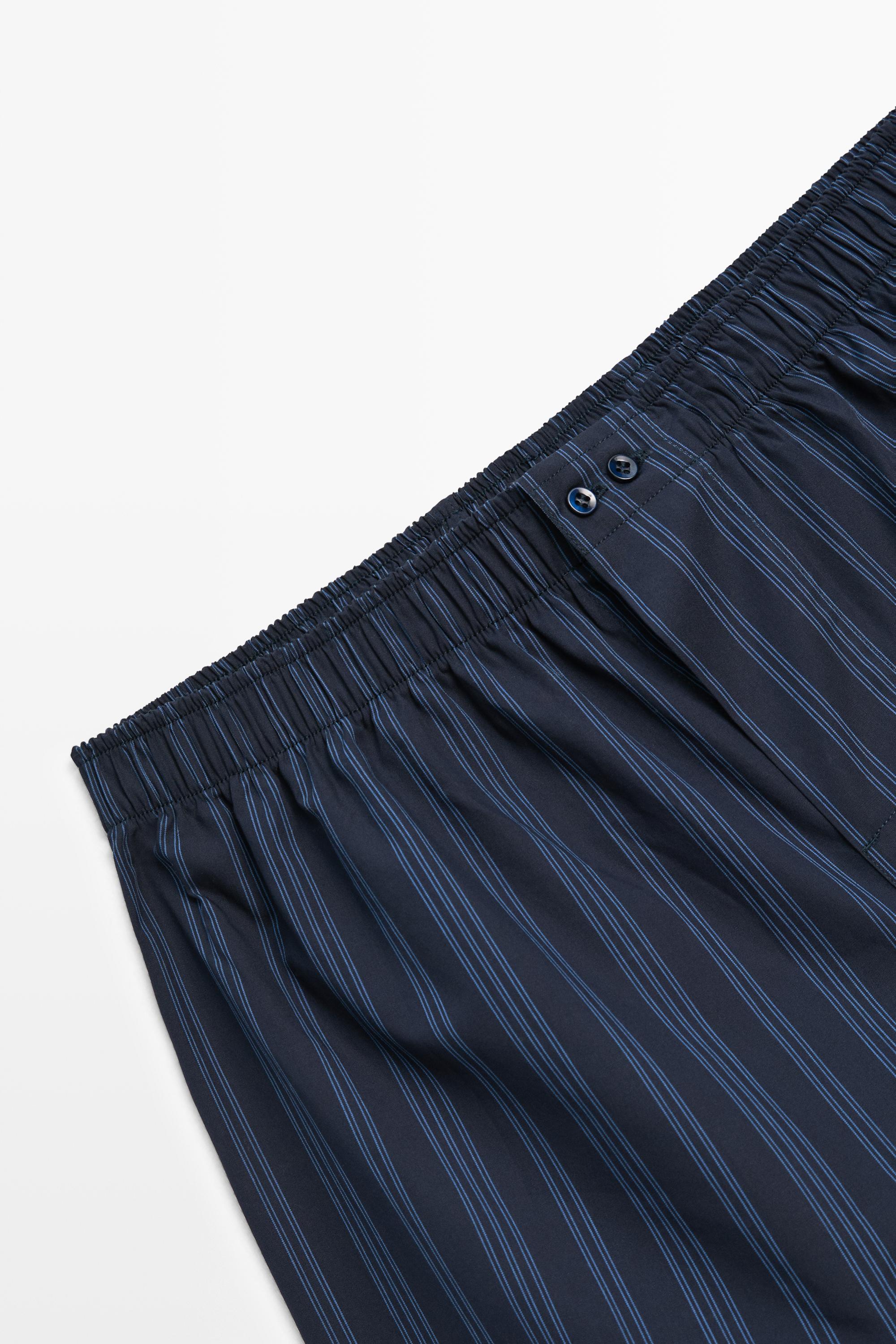 100% cotton striped boxers — Navy blue