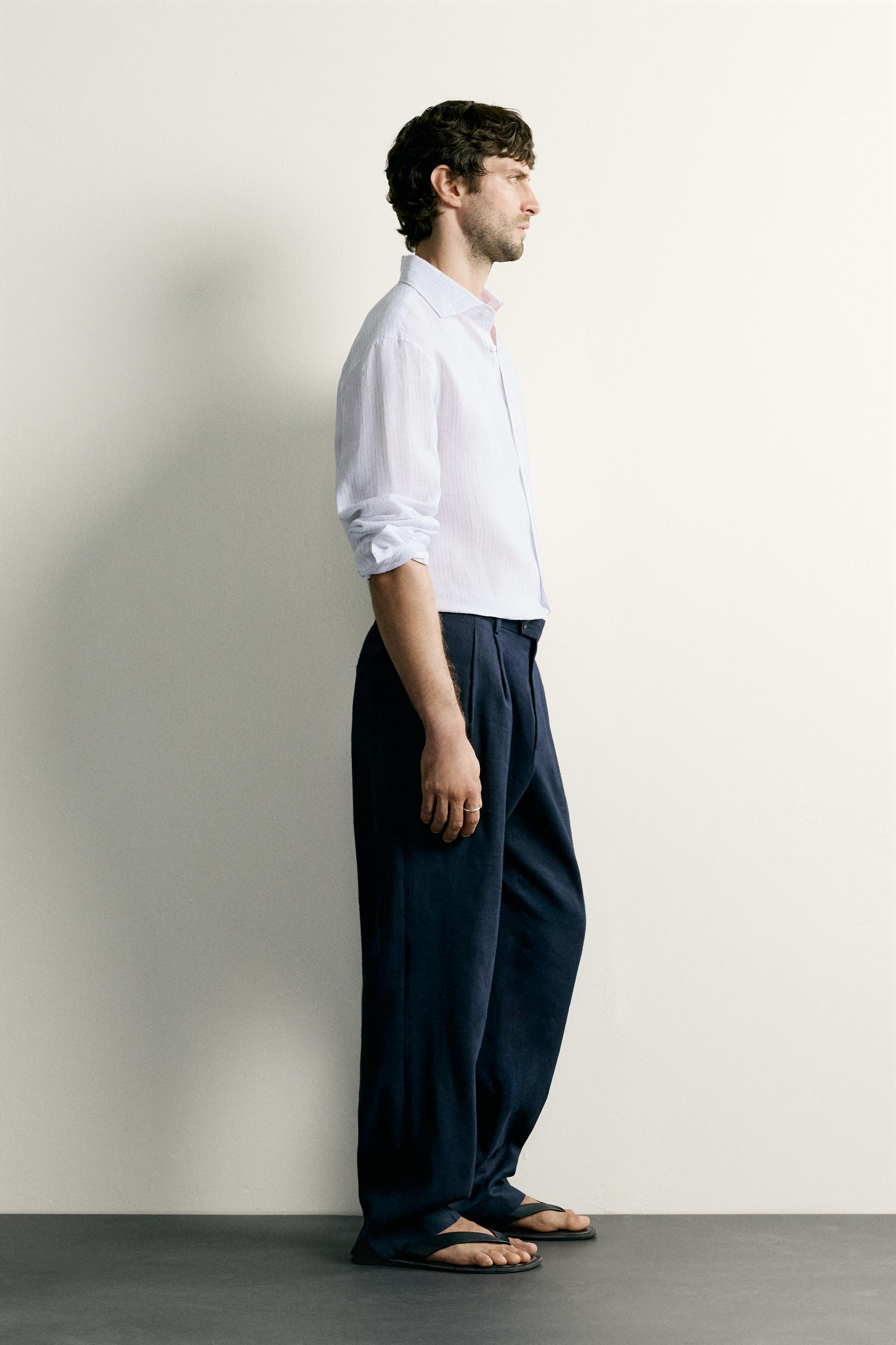 Zara %100 KETEN REGULAR FIT GÖMLEK görsel 4