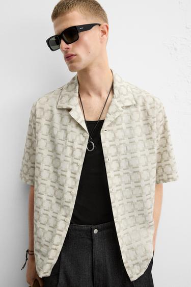 GEOMETRIC EMBROIDERED SHIRT - Beige by Zara - Image 6