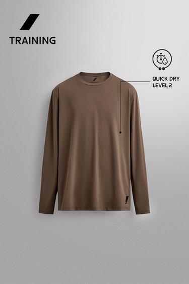 BASIC LONG SLEEVE TECHNICAL T-SHIRT - Brown by Zara - Image 5