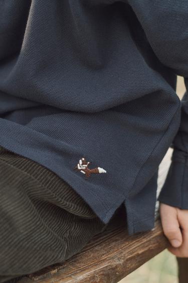 LIMITED EDITION EMBROIDERED FOX PIQUÉ POLO SHIRT - Dark navy by Zara - Image 2