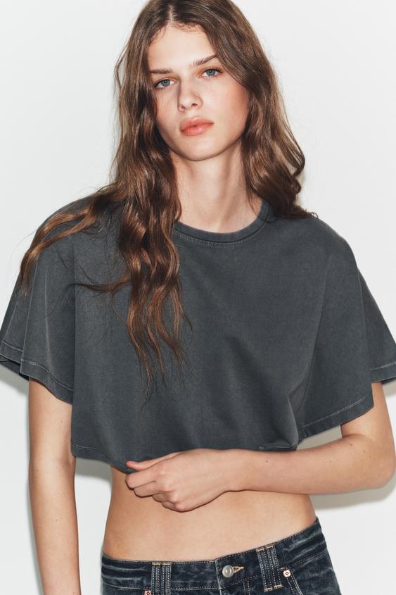 TOP CAPA EFECTO LAVADO - Gris antracita de Zara - Imagen 0