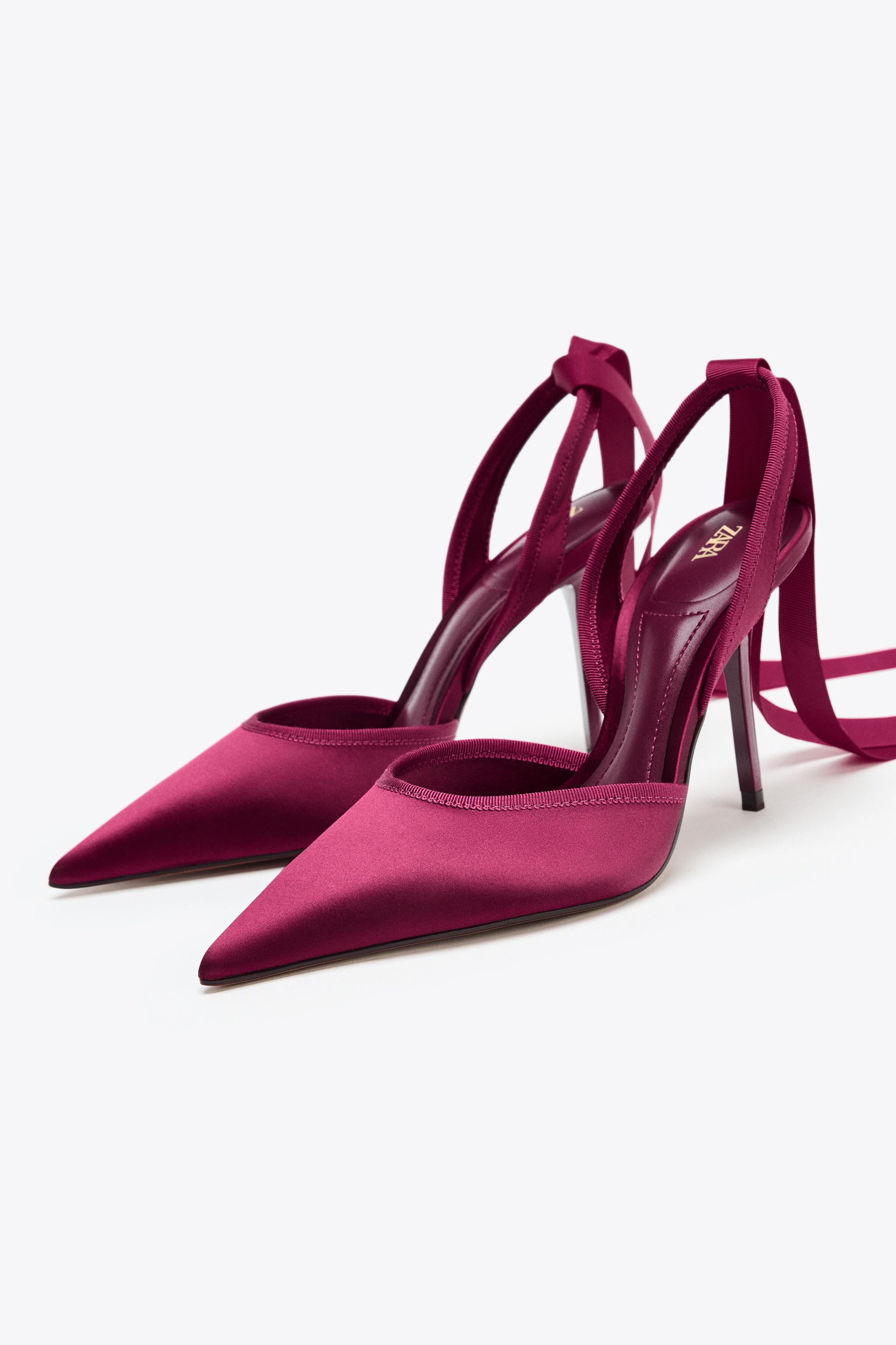 Burgundy Scarpe A Punta Fucsia Zara SLINGBACK HEELED SHOES WITH