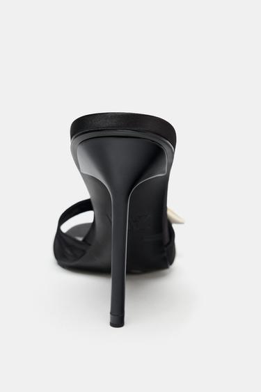 SATIN-EFFECT FLOWER HEELED MULES - Multicoloured by Zara - Image 3