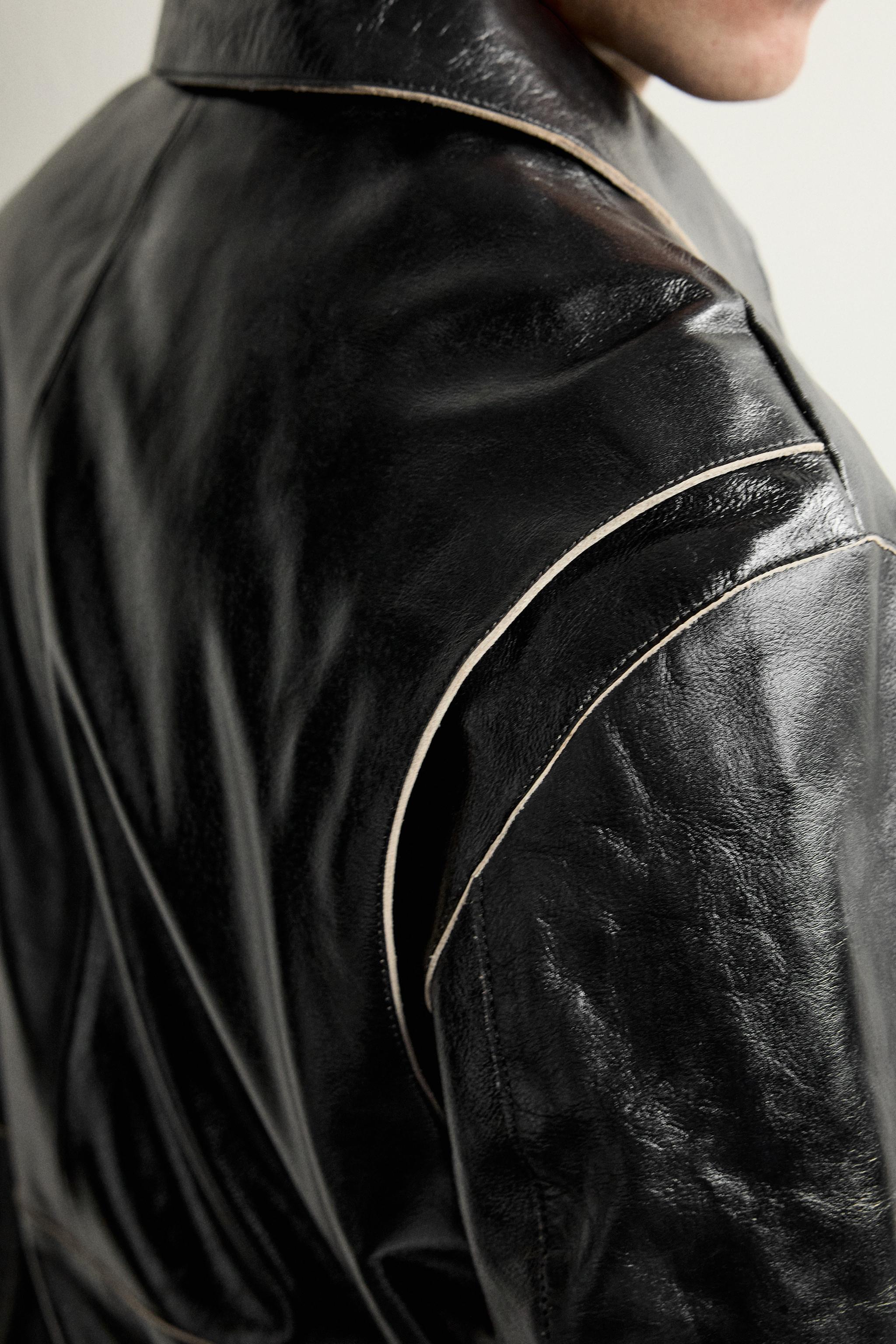 BLOUSON CROPPED FIT CUIR