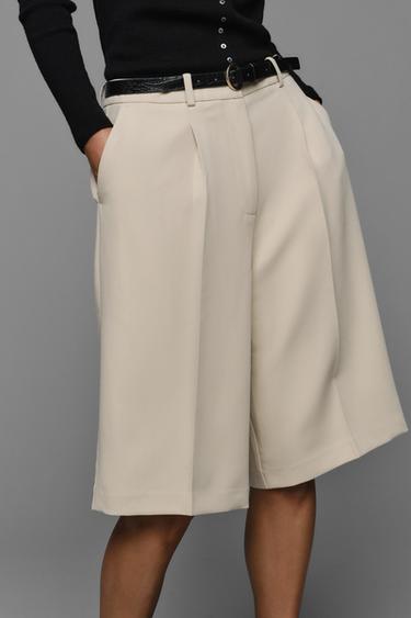 BELTED BERMUDA SHORTS — Mid-ecru 2