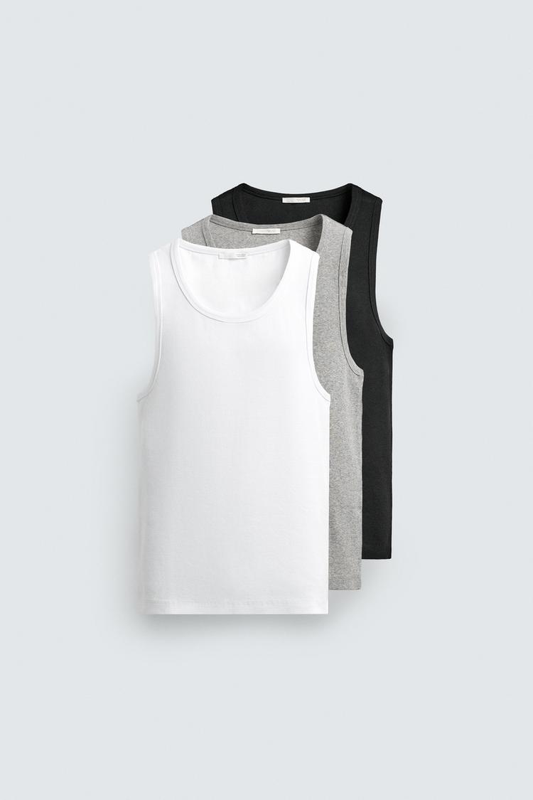 ZARA 3-PACK OF BASIC SLIM FIT VEST TOPS