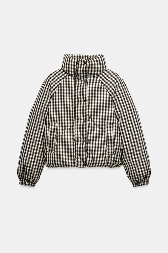Short check water-repellent anorak - Ecru / Brown by Zara - Image 0