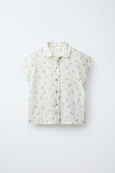 AGES 6-14/ SEERSUCKER FLORAL SHIRT AND BERMUDA PYJAMAS - Ecru by Zara - Image 1