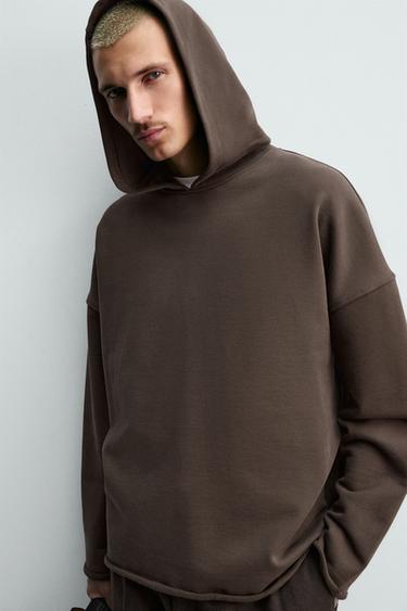 RELAXED FIT HOODIE - Brown by Zara - Image 4