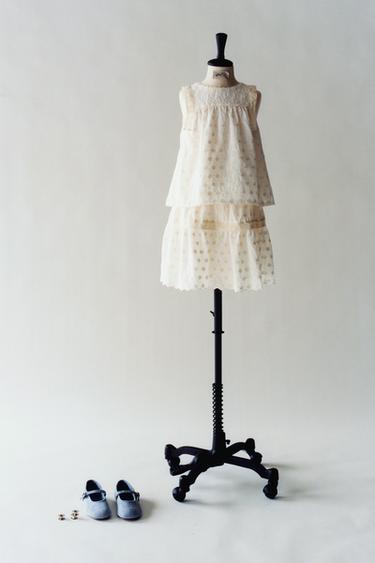 Zara EMBROIDERED LACE SKIRT - Ecru