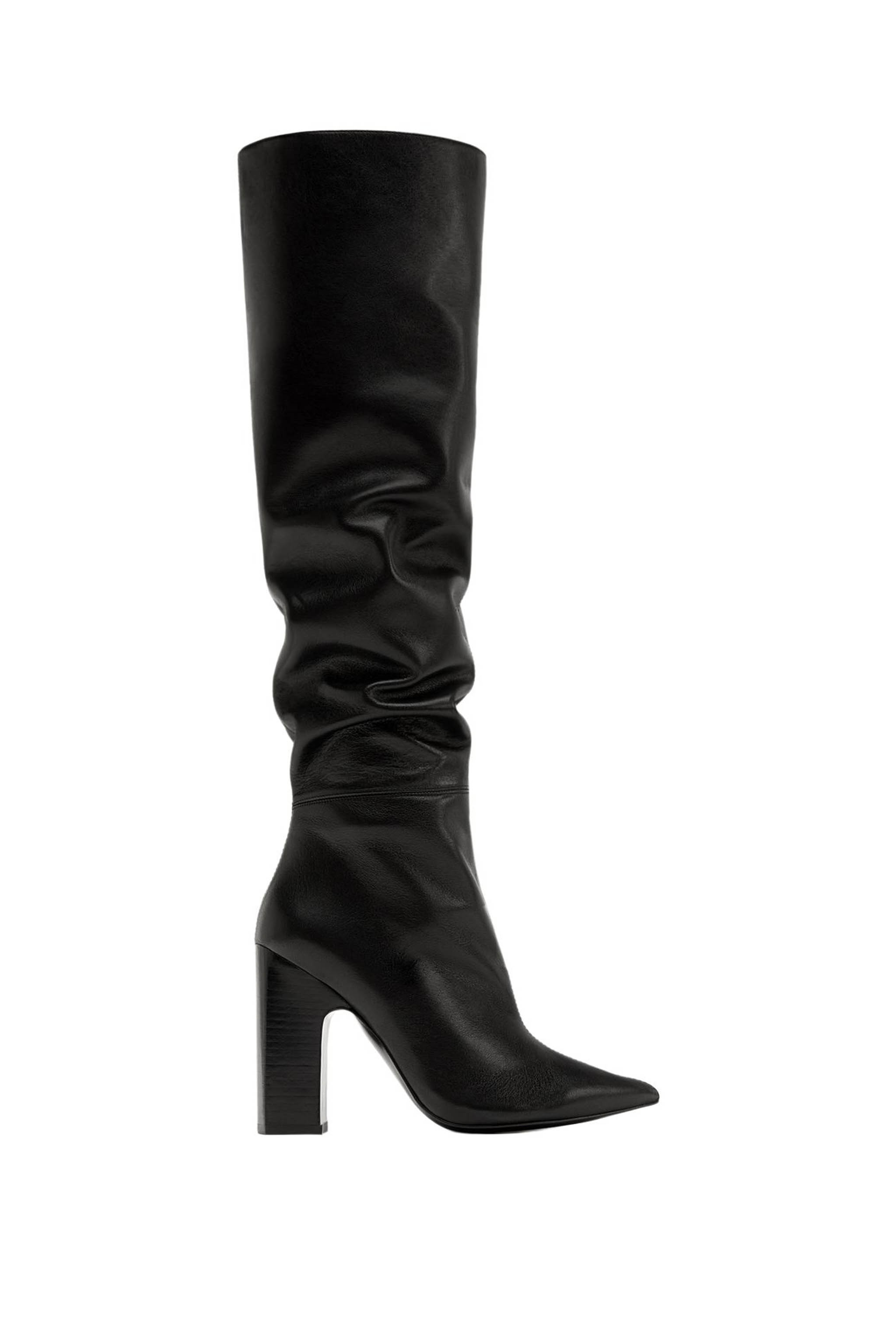 LEATHER HIGH HEEL BOOTS WITH WIDE LEG