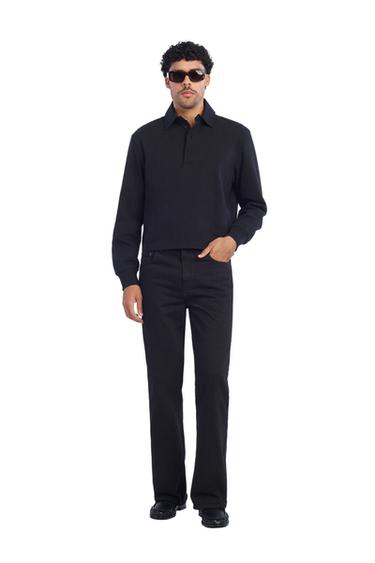 CROPPED FIT COTTON POLO SHIRT - Black by Zara - Image 0