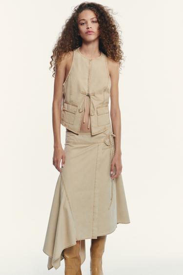 ASYMMETRIC SARONG SKIRT - camel by Zara - Image 0