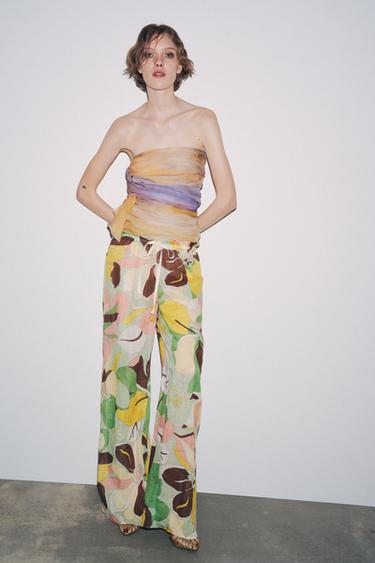 FLORAL PRINT RAMIE TROUSERS ZW COLLECTION - Green by Zara
