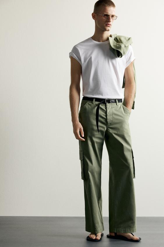 Zara - Relaxed-Fit Cargo Pants - Green - 36 (Us 36)