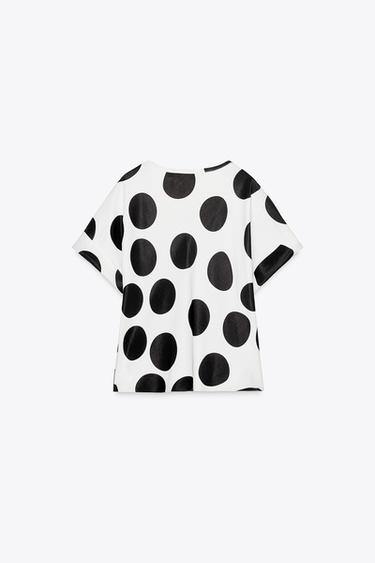 TOP À POIS ZW COLLECTION - Noir / Blanc de Zara - Image 1