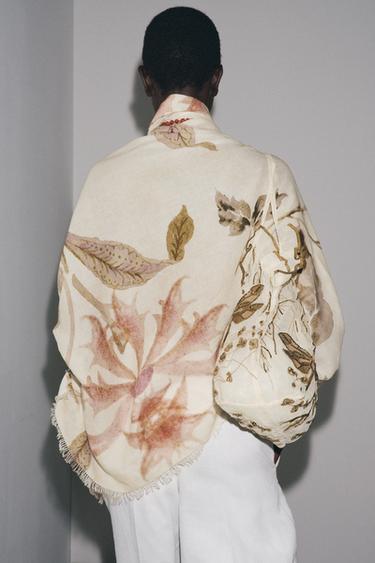 FOULARD COTON IMPRIMÉ PIVOINES - Sable de Zara - Image 2
