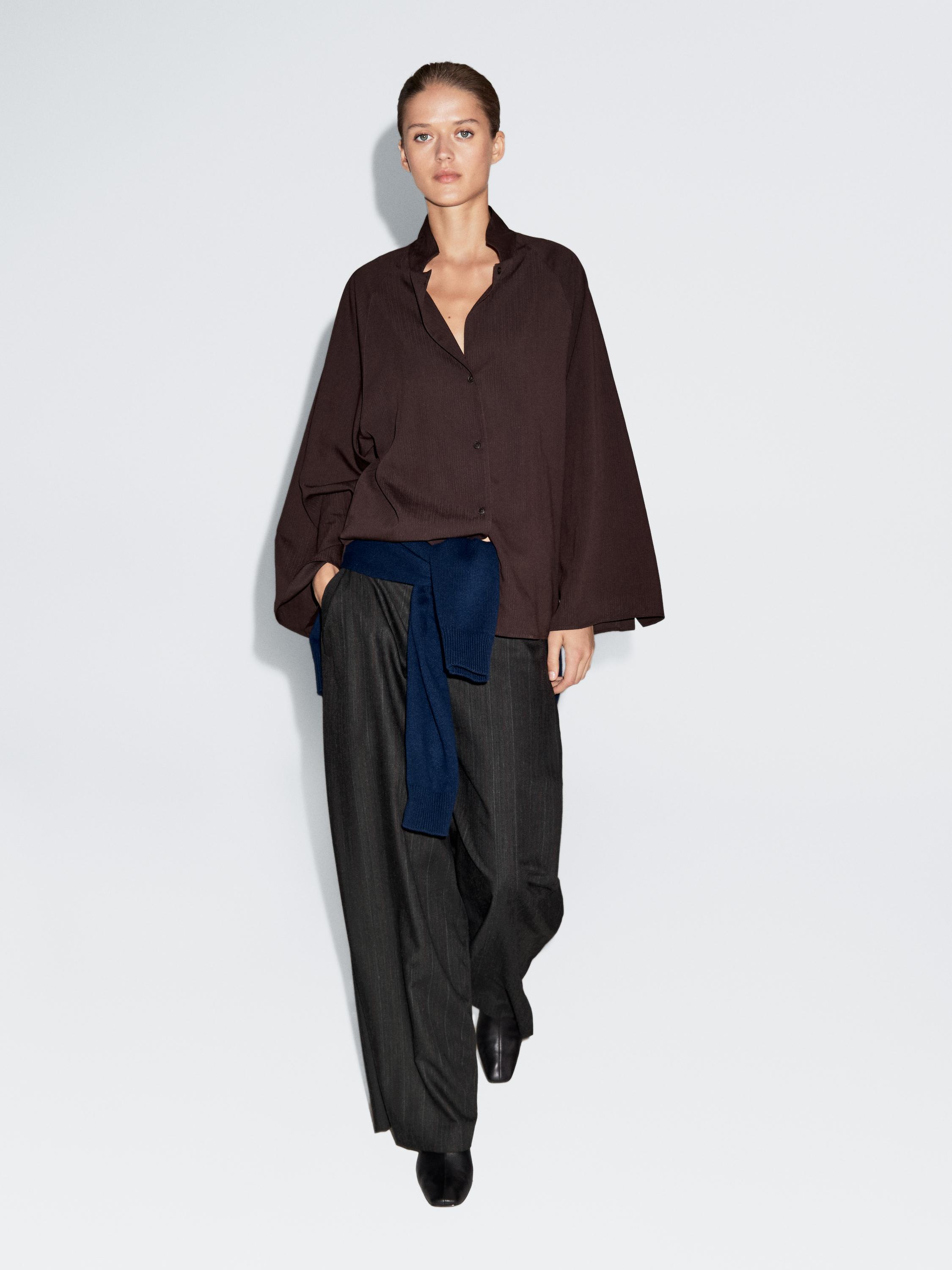 Striped wool blend wide-leg trousers