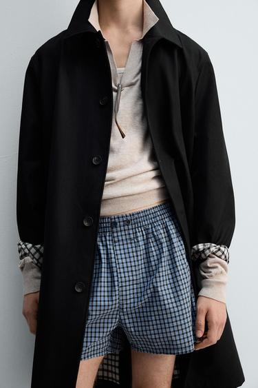 LIMITED EDITION CHECK COMBINATION TRENCH COAT - Black by Zara - Image 6