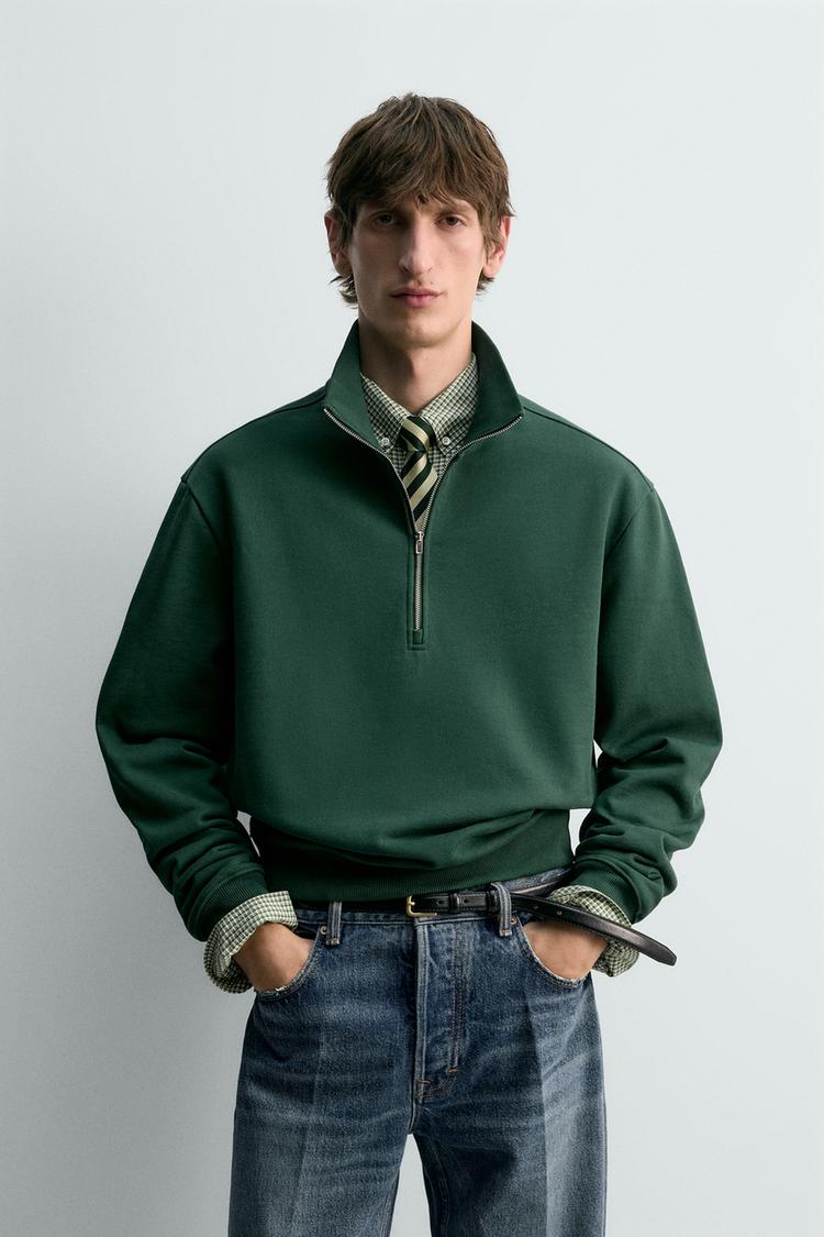 ZARA REGULAR FIT QUARTER-ZIP SWEATSHIRT