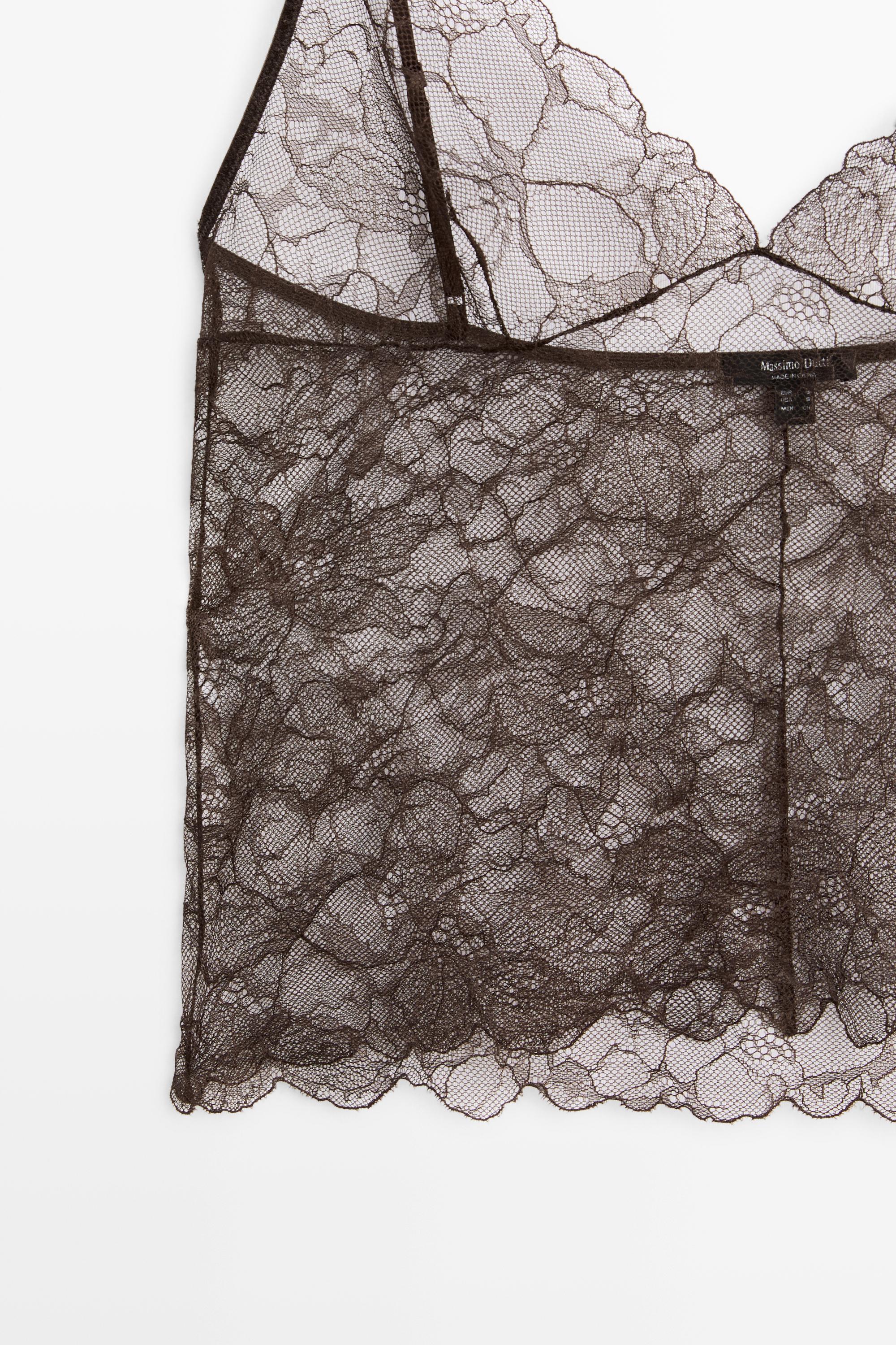 Top à bretelles en dentelle transparente
