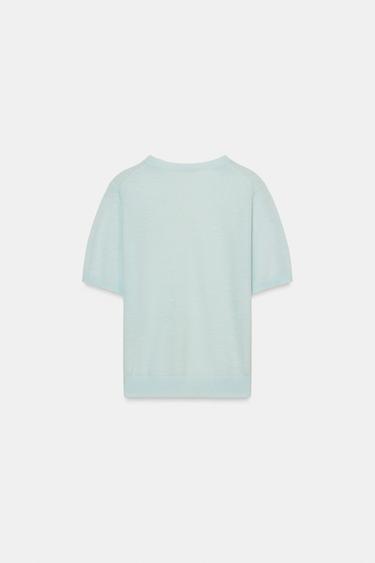 JERSEY CON LANA MANGA CORTA - Azul pastel de Zara