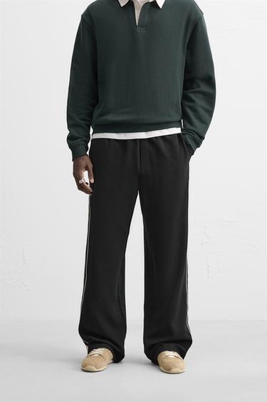 CALÇA TÉCNICA COM FAIXAS LATERAIS - Preto da Zara