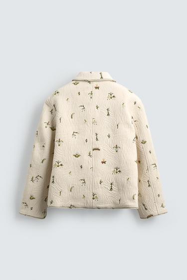 FLORAL EMBROIDERY JACQUARD JACKET - Ecru by Zara - Image 6