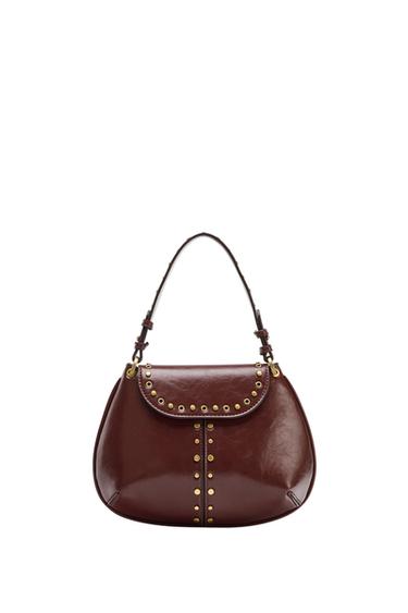 STUDDED SHOULDER BAG - Burgundy Red by Zara