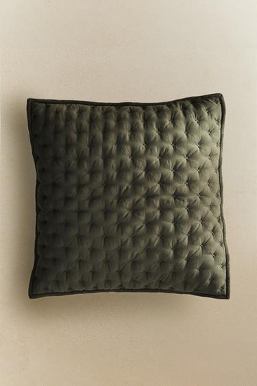 HOUSSE DE COUSSIN ÉDREDON MATELASSÉE À POIS - Vert de Zara - Image 5