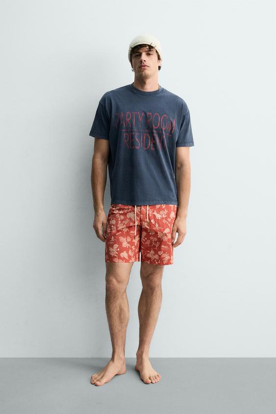 WASHED EFFECT TEXT T-SHIRT from Zara - $45.90