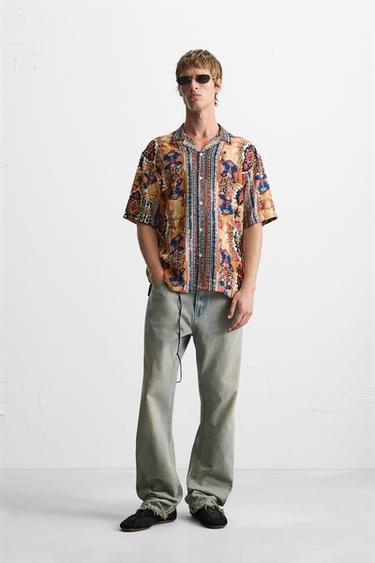 ABSTRACT PRINT SHIRT - Red / Orange by Zara