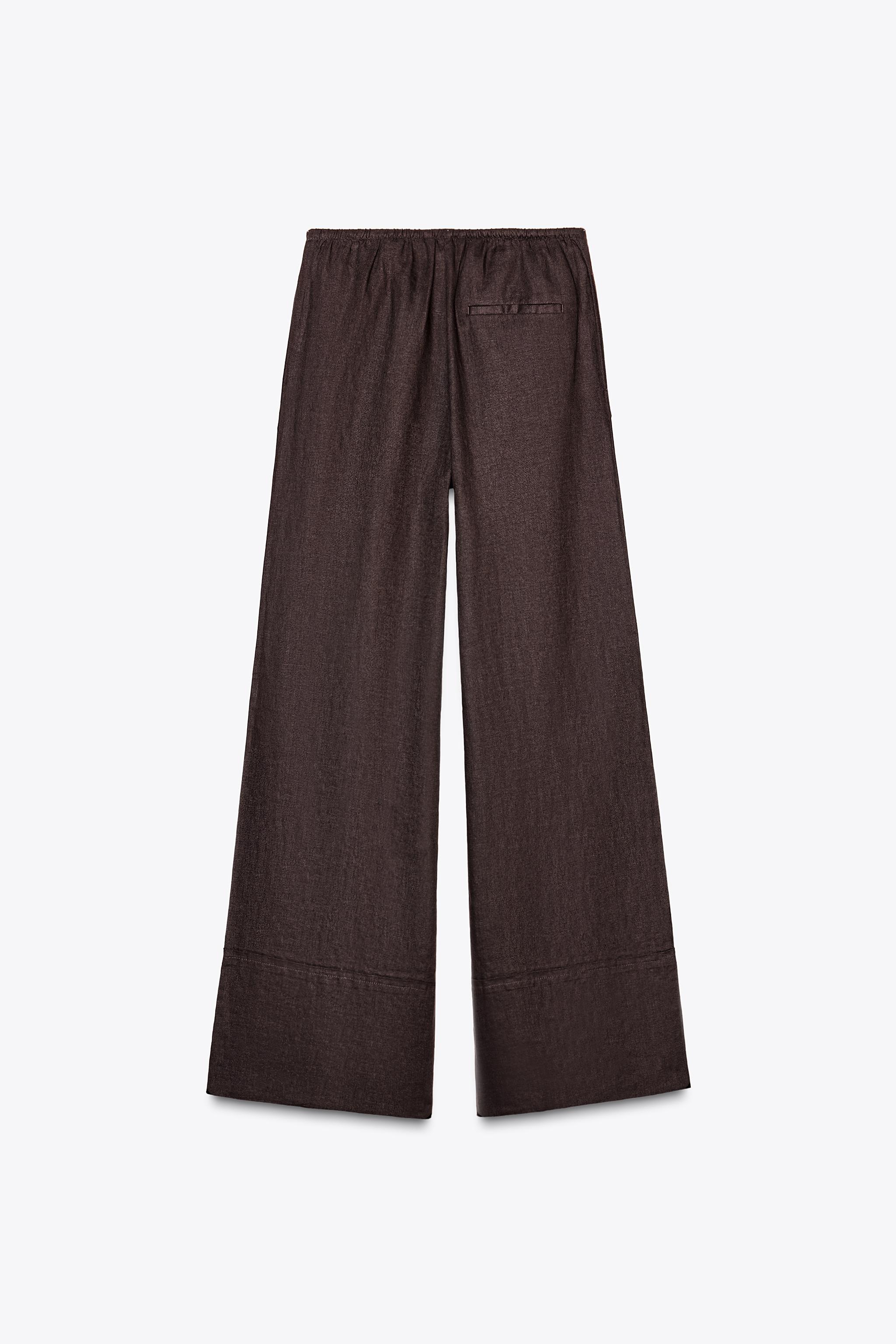 ZW COLLECTION リネン100% パラッツォパンツ - ブラウン | ZARA