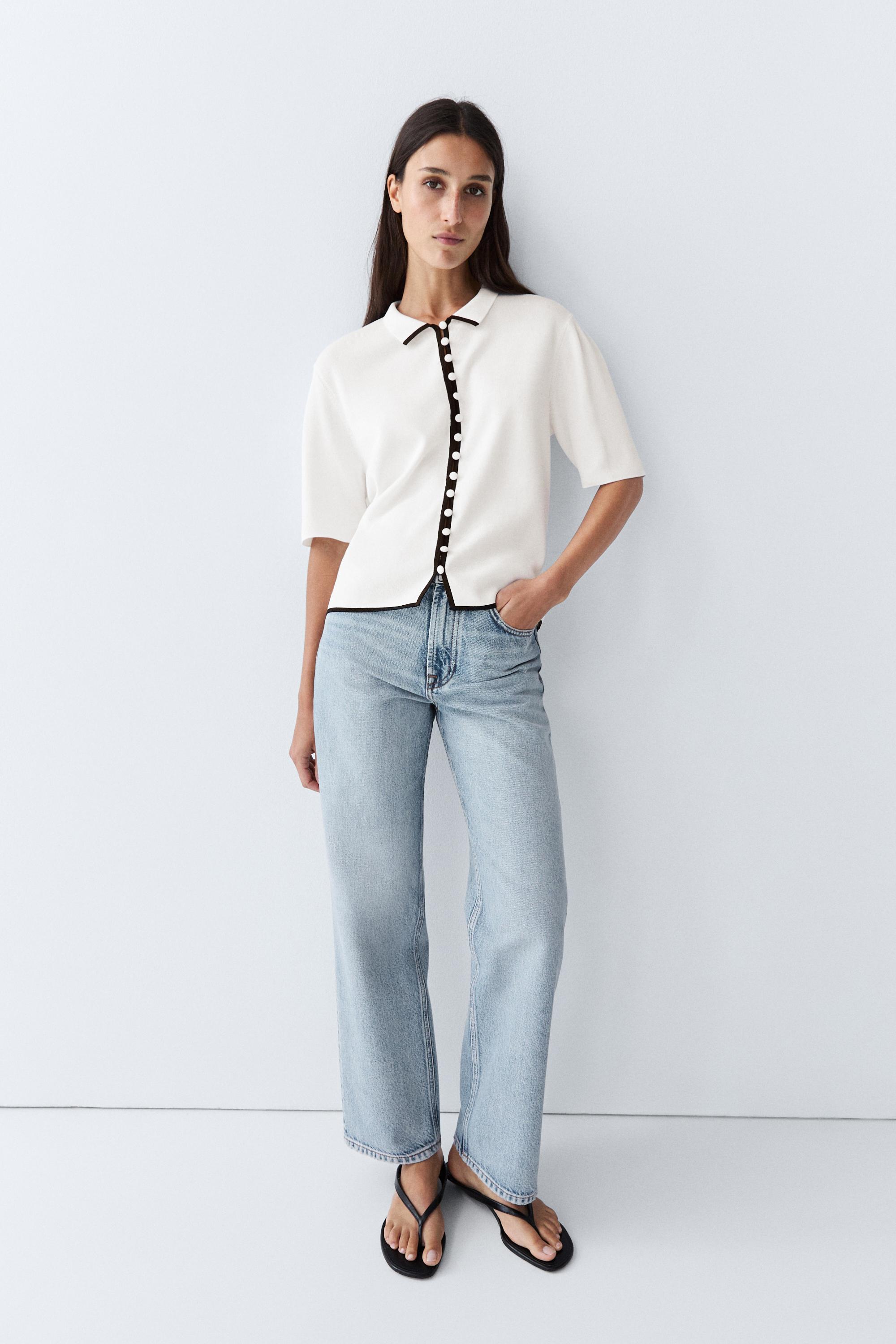 Cardigan en maille à manches courtes avec détails contrastants