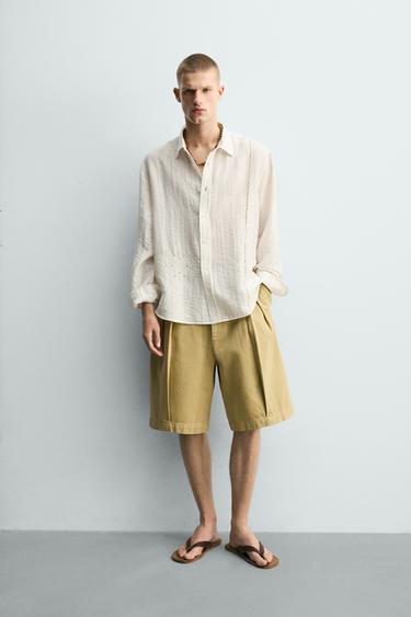EMBROIDERED OPENWORK SHIRT - Ecru by Zara - Image 0