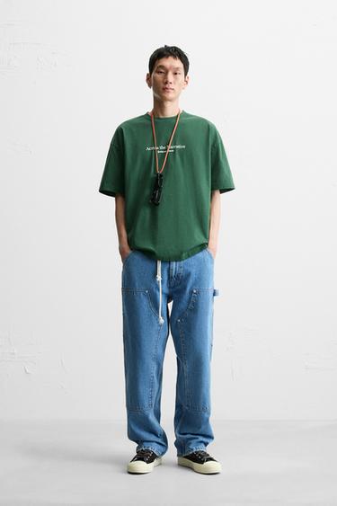 SLOGAN PRINT T-SHIRT - Green by Zara - Image 0