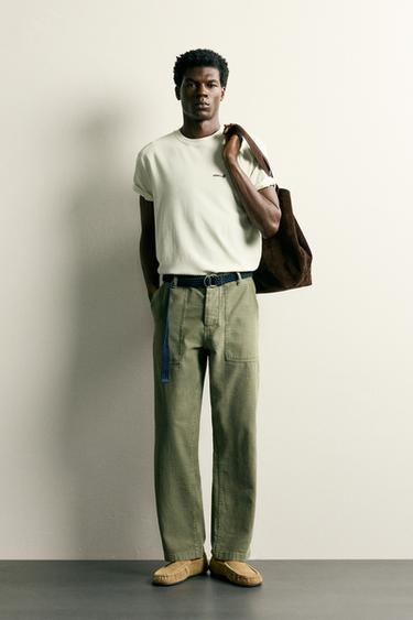 RELAXED FIT FISHHOOK EMBROIDERY T-SHIRT - Light lime green by Zara