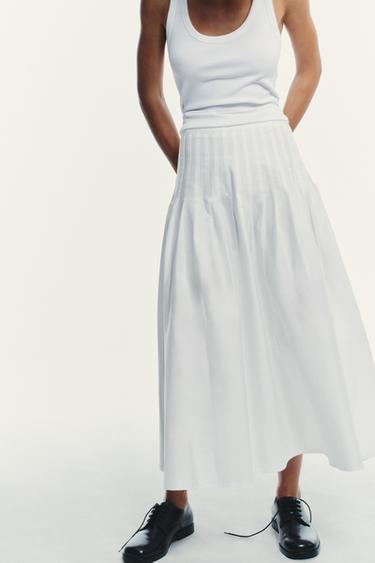 PLEATED MIDI SKIRT - White by Zara - Image 2