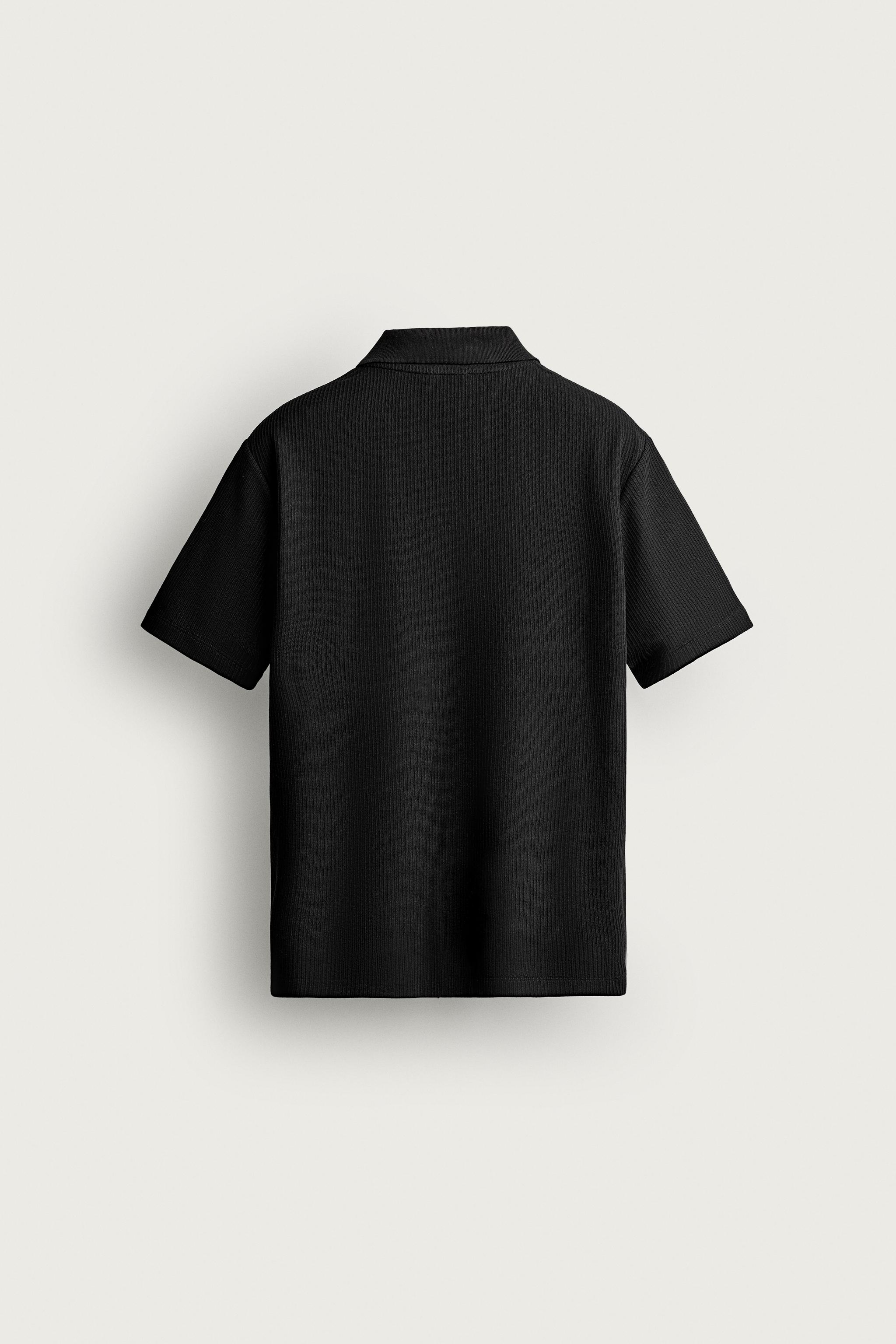 Zara DİKEY DOKULU POLO T-SHIRT görsel 8
