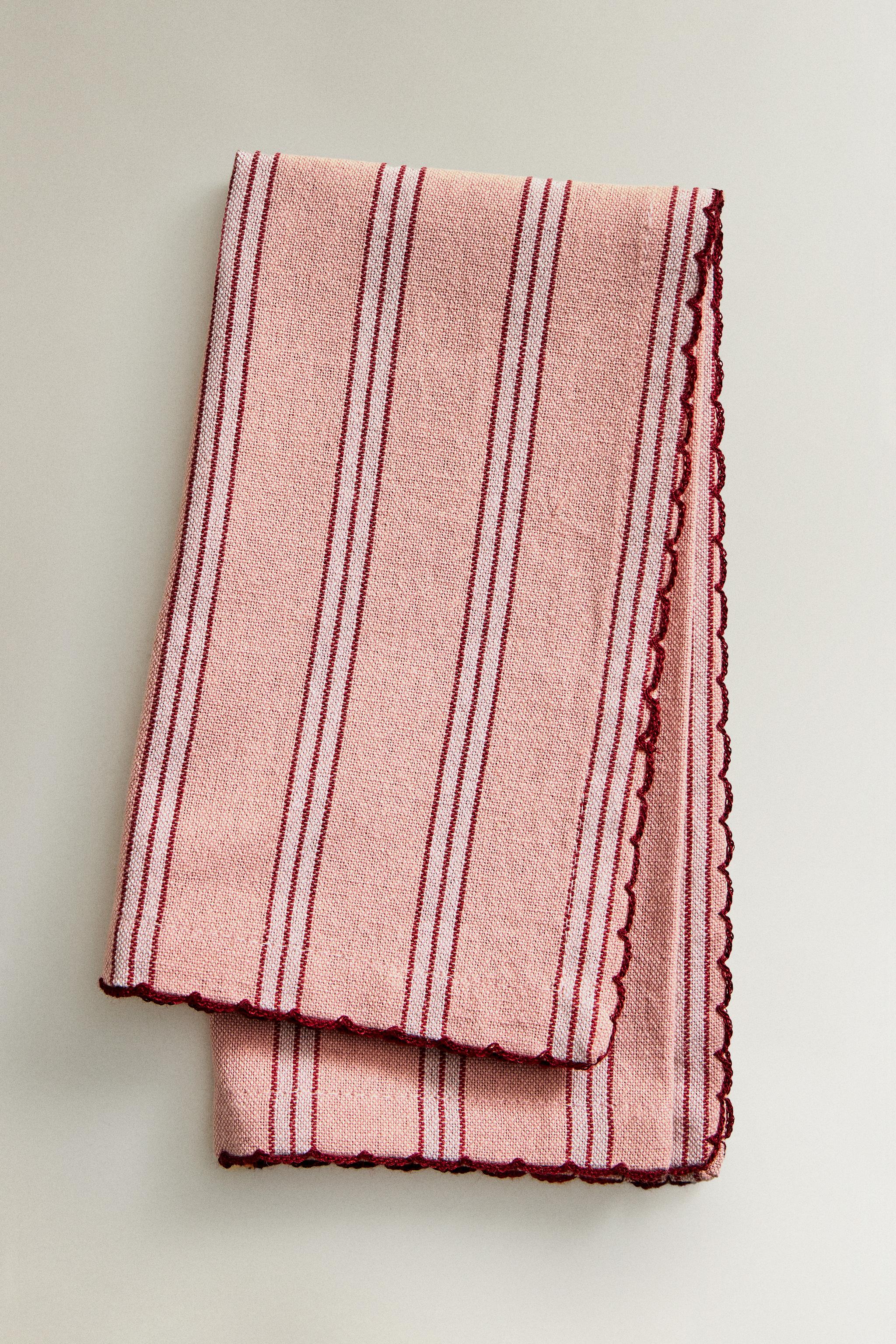 STRIPED COTTON NAPKINS WITH SCALLOPED EDGE (PACK OF 2)